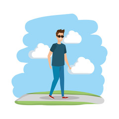 young and casual man character