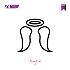 Outline angel icon isolated on white background. Best modern. Graphic design, mobile application, beauty, user interface. Editable stroke. EPS10 format vector illustration