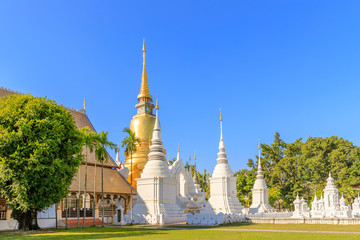 Fototapeta premium Pagodas at Wat Suan Dok Temple in Chiang Mai, North of Thailand