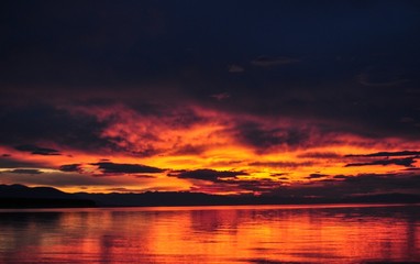 Beautiful burgundy sunset