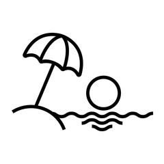 island with umbrella line icon - Vector