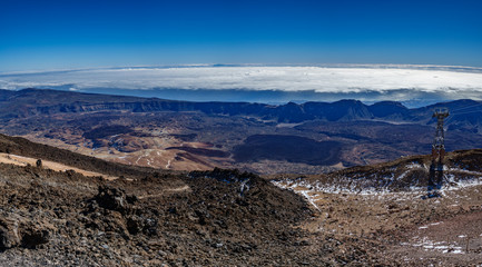 Huge panoramic view of Teide research center and cable car