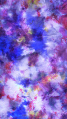 Abstract hand painted  blue fabriс background with irregular colorful spots