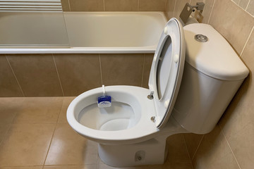 toilet with bath in the bathroom