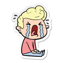 sticker of a cartoon crying man