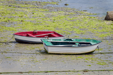 wooden fishing boat dries ashore