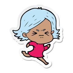 sticker of a cartoon angry girl
