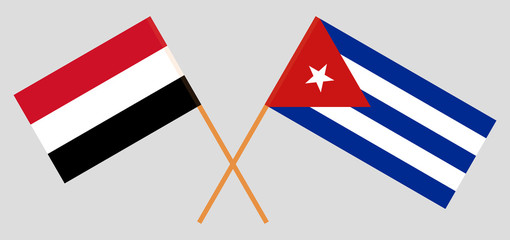 Cuba and Yemen. The Cuban and Yemeni flags. Official colors. Correct proportion. Vector