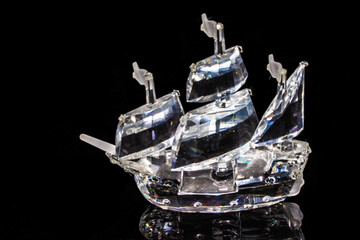 Crystal Ship on Black Background