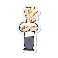 sticker of a cartoon muscular man
