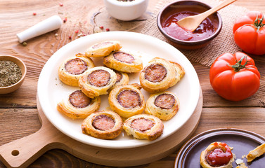 Sausages in French pastry.