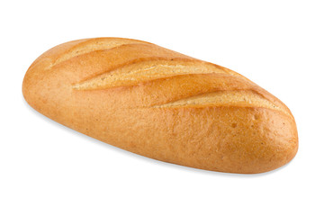 a loaf of white wheat bread isolated on a white background
