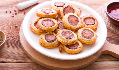 Obraz na płótnie Canvas Sausages in French pastry.