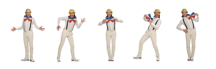 Man in funny concept isolated on white