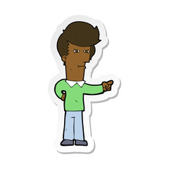 sticker of a cartoon man pointing