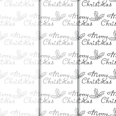 Christmas tree toys, holly pattern with handwritten lettering merry christmas