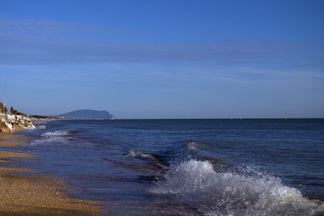 Adriatic coast,Conero,Italy,seascape,horizon,landscape,wave,water,sky,blue,view,beach,coastline,nature