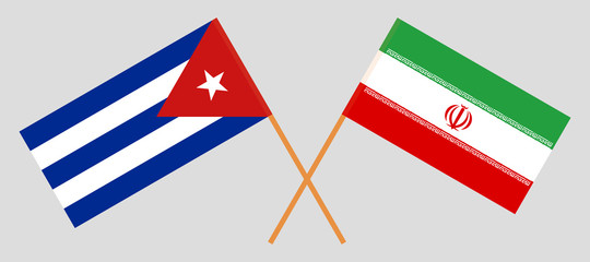 Cuba and Iran. The Cuban and Iranian flags. Official colors. Correct proportion. Vector