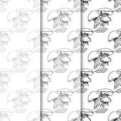 seamless pattern with vegetables mushrooms