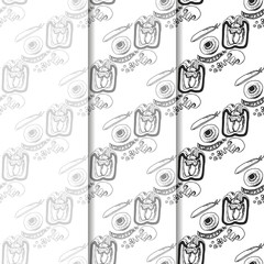 seamless pattern with vegetables paprika, green pea, mushrooms