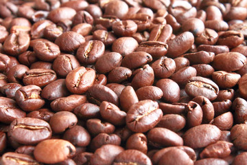 Coffee beans. Close-up. Background. Texture.
