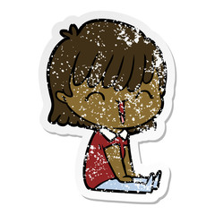 distressed sticker of a cartoon woman