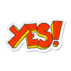 sticker of a cartoon yes symbol