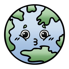 gradient shaded cartoon planet earth