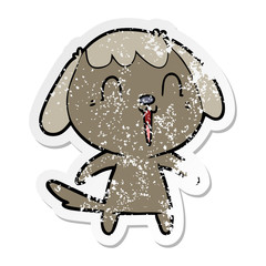 distressed sticker of a cute cartoon dog