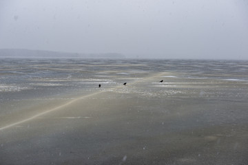 frozen bodies of water in deep winter under snow