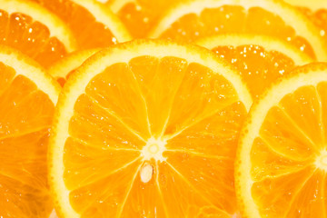 Fresh sliced oranges. Close-up. Background. Texture.