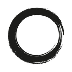 vector brush strokes circles of paint on white background. Ink hand drawn paint brush circle. Logo, label design element vector illustration. Black abstract grunge circle. Frame