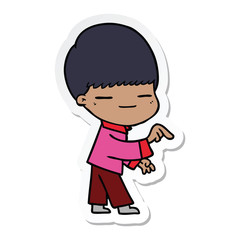 sticker of a cartoon smug boy