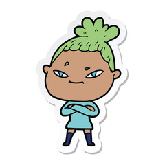 sticker of a cartoon woman