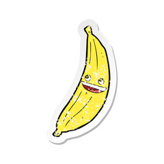 retro distressed sticker of a cartoon happy banana