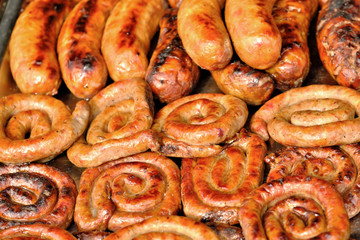 Grilled sausages on the home