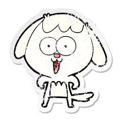 distressed sticker of a cute cartoon dog
