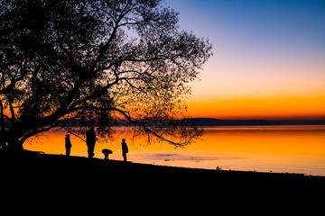 sunset over lake