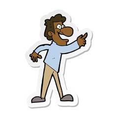 sticker of a cartoon man pointing and laughing