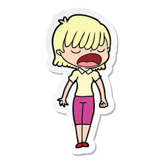 sticker of a cartoon woman talking loudly