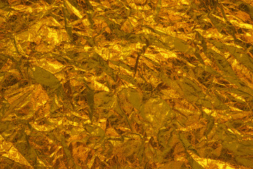 Yellow Golden metallic color creased paper background texture