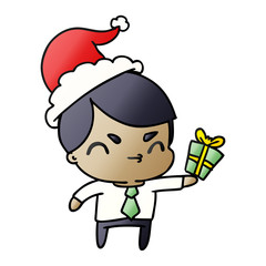 christmas gradient cartoon of kawaii boy