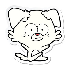 sticker of a nervous dog cartoon