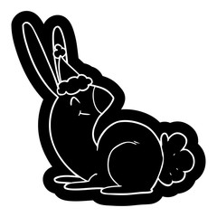 cute cartoon icon of a rabbit wearing santa hat