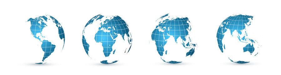 Earth globe. World map set. Planet with continents. Vector Illustration © Oleh