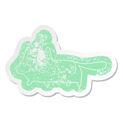 cartoon distressed sticker of a angry cat wearing santa hat