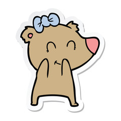 sticker of a female bear cartoon