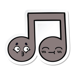 sticker of a cute cartoon musical note