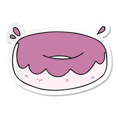 sticker of a quirky hand drawn cartoon iced donut