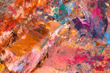 Closeup Beautiful colorful Abstract painting On palette
